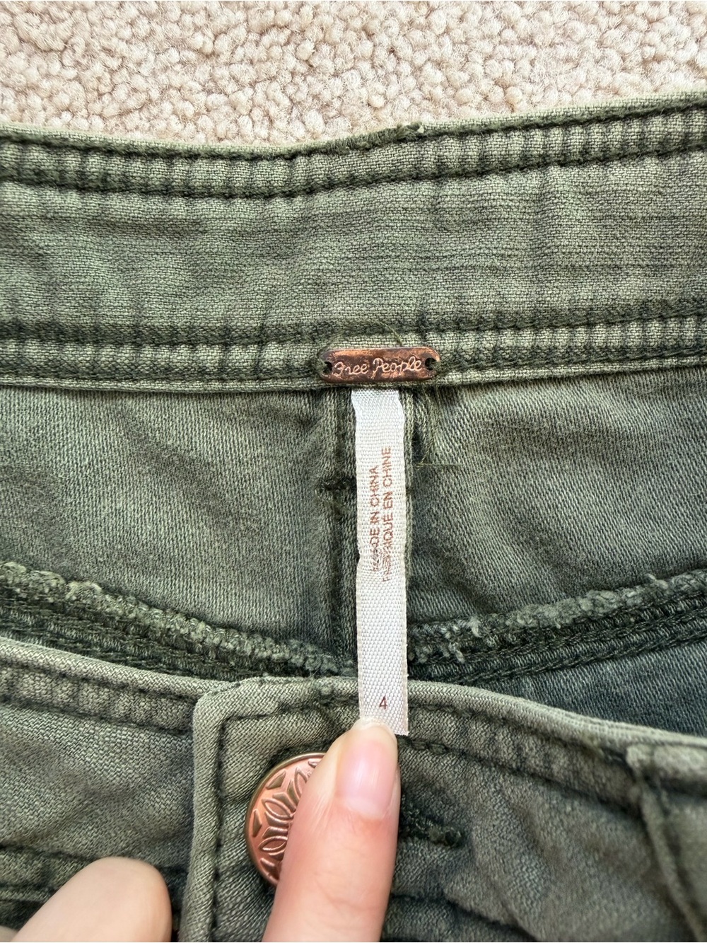 Free People Olive Crochet-Trim Denim Shorts - Picture 5 of 5